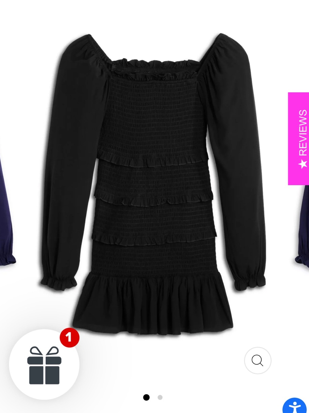 Katie J NYC Lailia Long Sleeve Black Smocked Tiered Long-Sleeve Dress - Tween  L